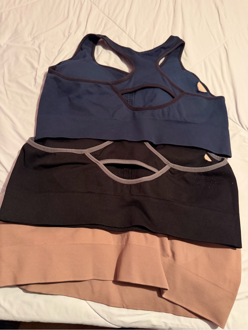 Everyday Seamless Racerback Bralette - Navy, Black & Tan